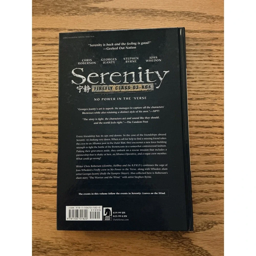 Serenity Firefly Graphic Novel Lot Leaves on the Wind No Power in the Verse HC
